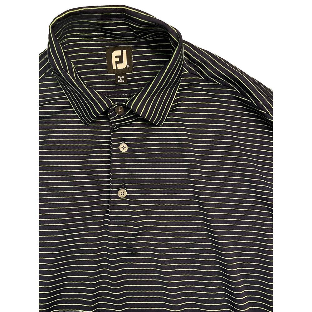 FootJoy Men’s 2XL Golf Polo Shirt Long Sleeve Blue Green Striped